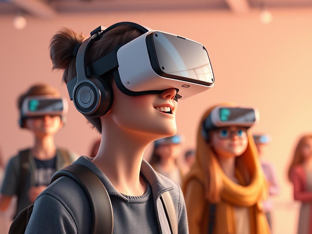 A futuristic cityscape with virtual reality elements overlayed